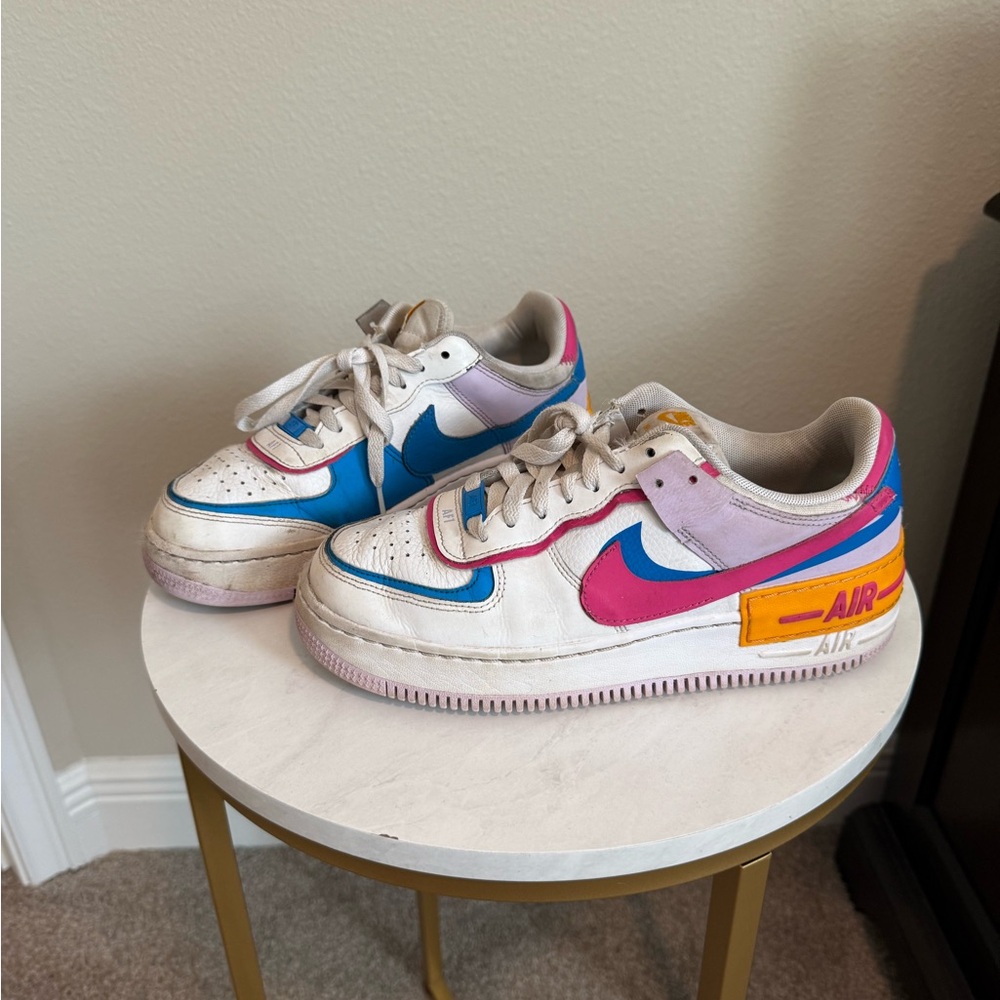 Nike White and Blue Sneakers Air Force 1 - Women’s size 9